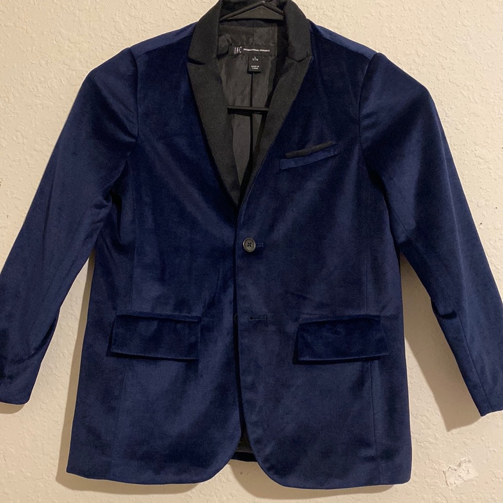 COPY - COPY - Inc size 7 L blue velvet jacket and check shirt